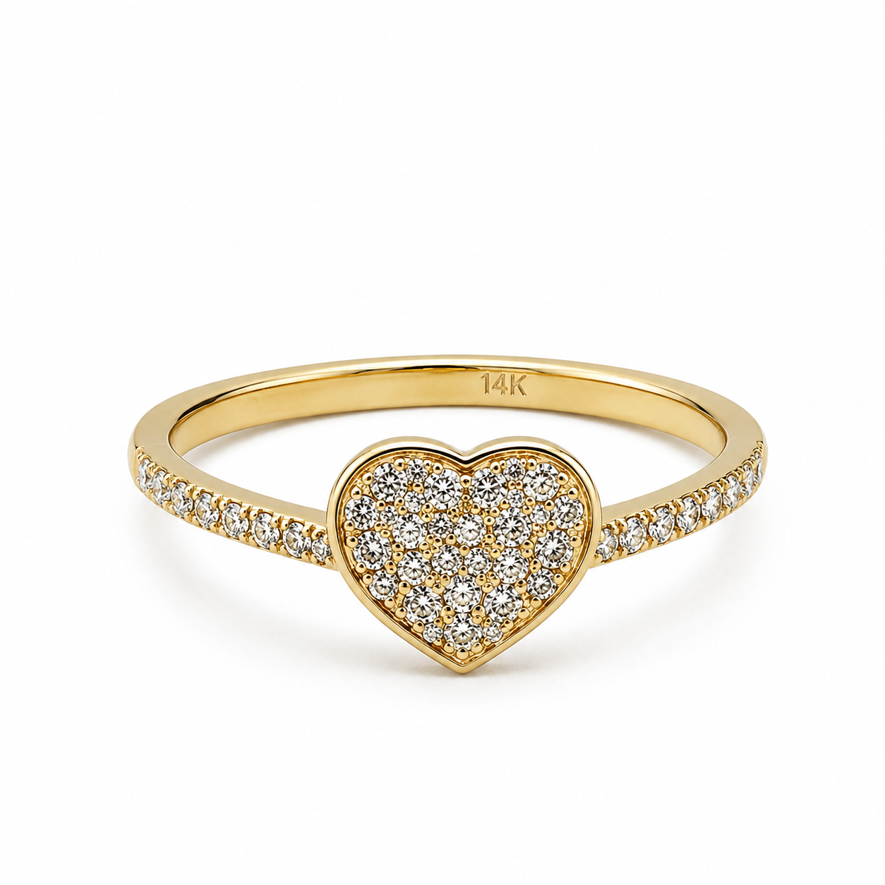 Heart Pavé Ring – 14K Gold