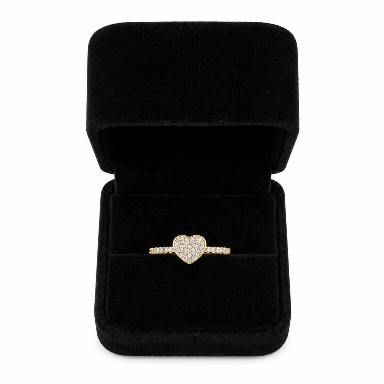 Heart Pavé Ring – 14K Gold